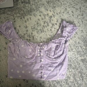Glassons Purple Ruched Cap Sleeve Crop Top
